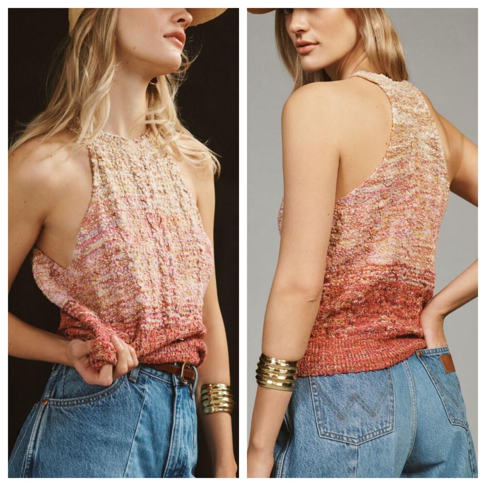 NWT Anthropologie Pilcro Cable Knit Halter Sweater Sz M